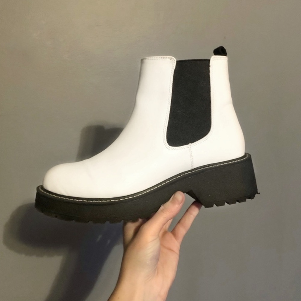 Madden Girl Lug Sole Chelsea Boot White